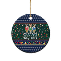 Nutcracker Squad Christmas Ceramic Ornament with Candy Cane and Snowflake Holiday Design - Wonder Print Shop