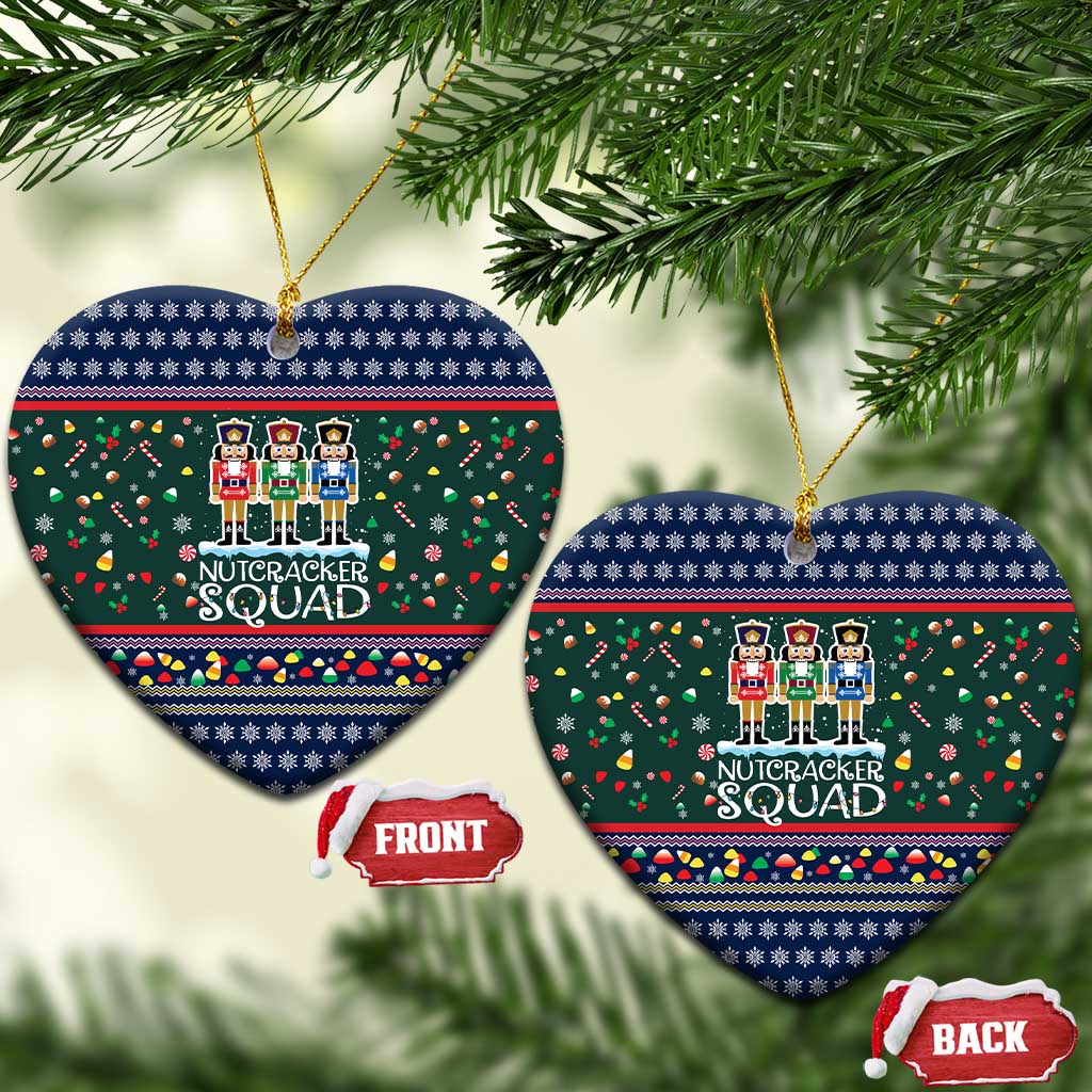 Nutcracker Squad Christmas Ceramic Ornament with Candy Cane and Snowflake Holiday Design - Wonder Print Shop