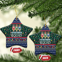 Nutcracker Squad Christmas Ceramic Ornament with Candy Cane and Snowflake Holiday Design - Wonder Print Shop