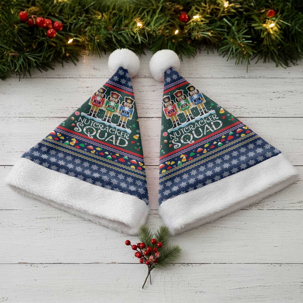 Nutcracker Squad Christmas Santa Hat with Candy Cane and Snowflake Holiday Design - Wonder Print Shop