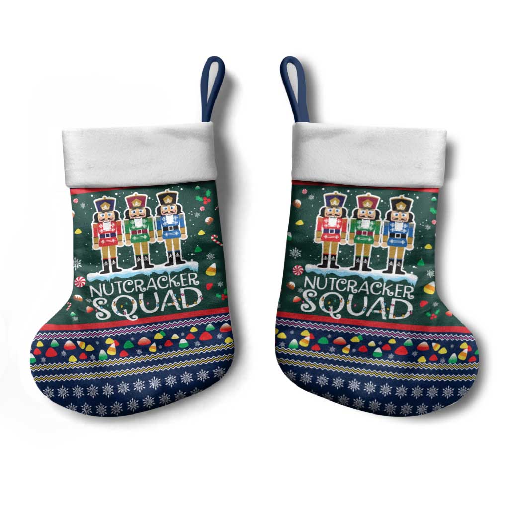 Nutcracker Squad Christmas Stocking with Candy Cane and Snowflake Holiday Design - Wonder Print Shop
