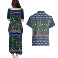 Nutcracker Squad Christmas Couples Matching Puletasi and Hawaiian Shirt with Candy Cane and Snowflake Holiday Design - Wonder Print Shop