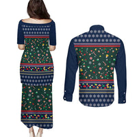 Nutcracker Squad Christmas Couples Matching Puletasi and Long Sleeve Button Shirt with Candy Cane and Snowflake Holiday Design - Wonder Print Shop