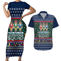 Nutcracker Squad Christmas Couples Matching Short Sleeve Bodycon Dress and Hawaiian Shirt with Candy Cane and Snowflake Holiday Design - Wonder Print Shop