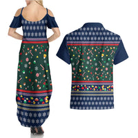 Nutcracker Squad Christmas Couples Matching Summer Maxi Dress and Hawaiian Shirt with Candy Cane and Snowflake Holiday Design - Wonder Print Shop