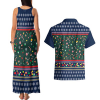 Nutcracker Squad Christmas Couples Matching Tank Maxi Dress and Hawaiian Shirt with Candy Cane and Snowflake Holiday Design - Wonder Print Shop