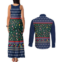 Nutcracker Squad Christmas Couples Matching Tank Maxi Dress and Long Sleeve Button Shirt with Candy Cane and Snowflake Holiday Design - Wonder Print Shop