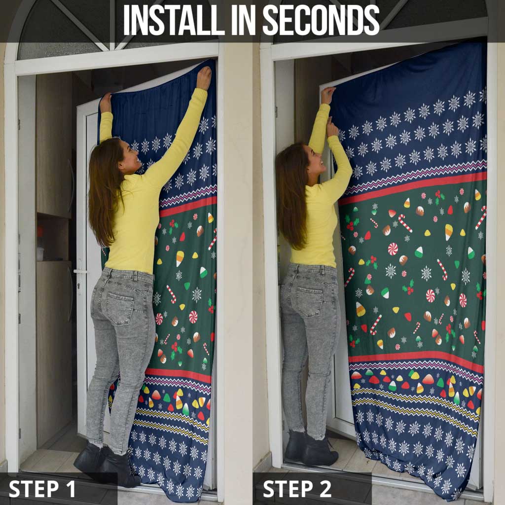 Nutcracker Squad Christmas Door Cover with Candy Cane and Snowflake Holiday Design - Wonder Print Shop