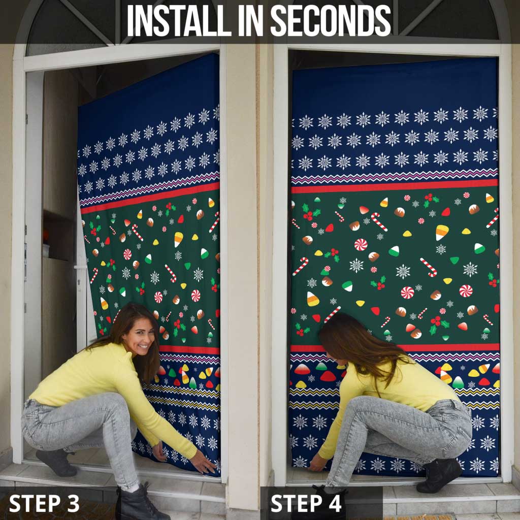 Nutcracker Squad Christmas Door Cover with Candy Cane and Snowflake Holiday Design - Wonder Print Shop