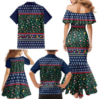 Nutcracker Squad Christmas Family Matching Mermaid Dress and Hawaiian Shirt with Candy Cane and Snowflake Holiday Design - Wonder Print Shop