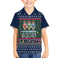 Nutcracker Squad Christmas Family Matching Off The Shoulder Long Sleeve Dress and Hawaiian Shirt with Candy Cane and Snowflake Holiday Design - Wonder Print Shop