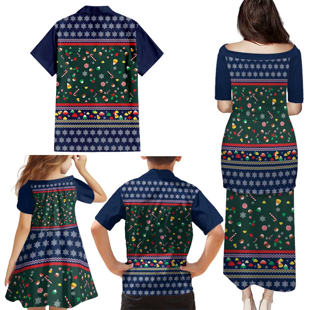 Nutcracker Squad Christmas Family Matching Puletasi and Hawaiian Shirt with Candy Cane and Snowflake Holiday Design - Wonder Print Shop
