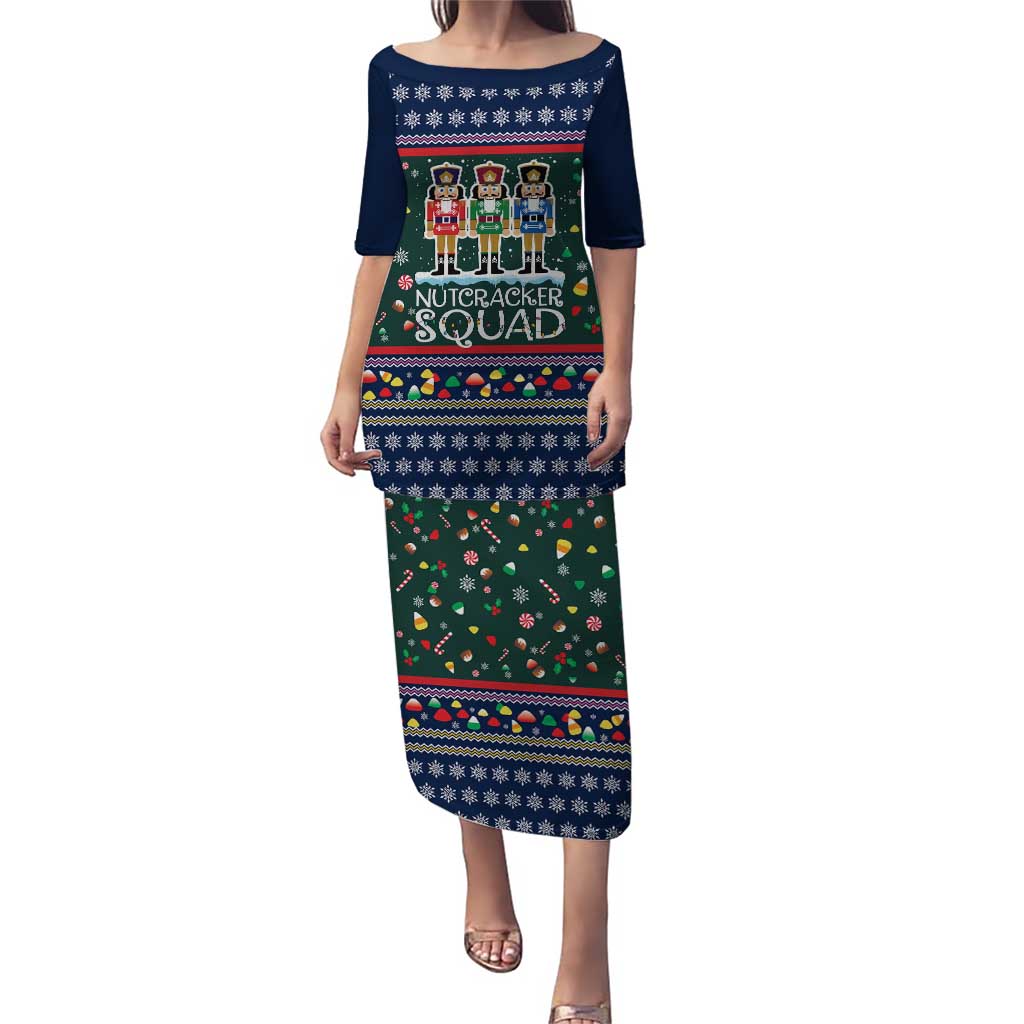 Nutcracker Squad Christmas Family Matching Puletasi and Hawaiian Shirt with Candy Cane and Snowflake Holiday Design - Wonder Print Shop