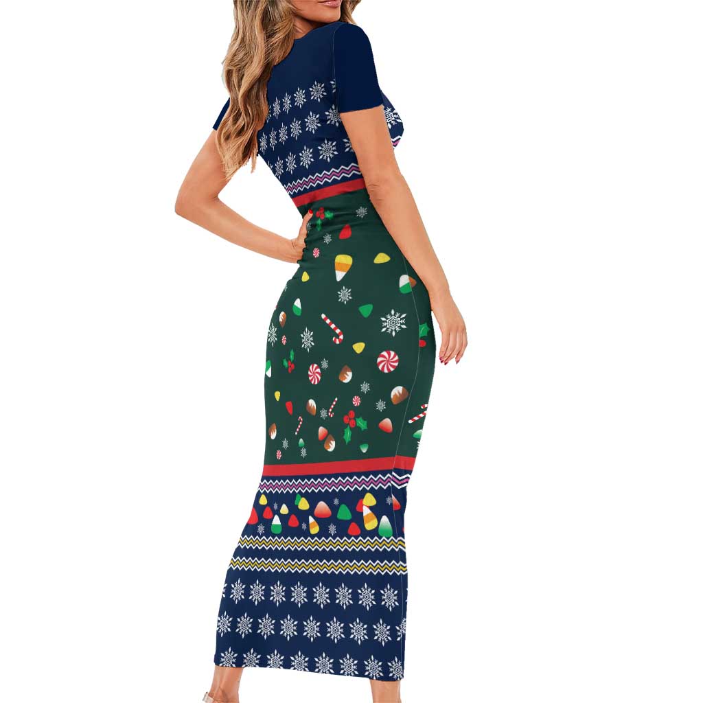 Nutcracker Squad Christmas Family Matching Short Sleeve Bodycon Dress and Hawaiian Shirt with Candy Cane and Snowflake Holiday Design - Wonder Print Shop