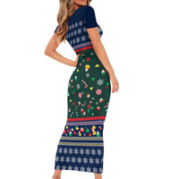 Nutcracker Squad Christmas Family Matching Short Sleeve Bodycon Dress and Hawaiian Shirt with Candy Cane and Snowflake Holiday Design - Wonder Print Shop