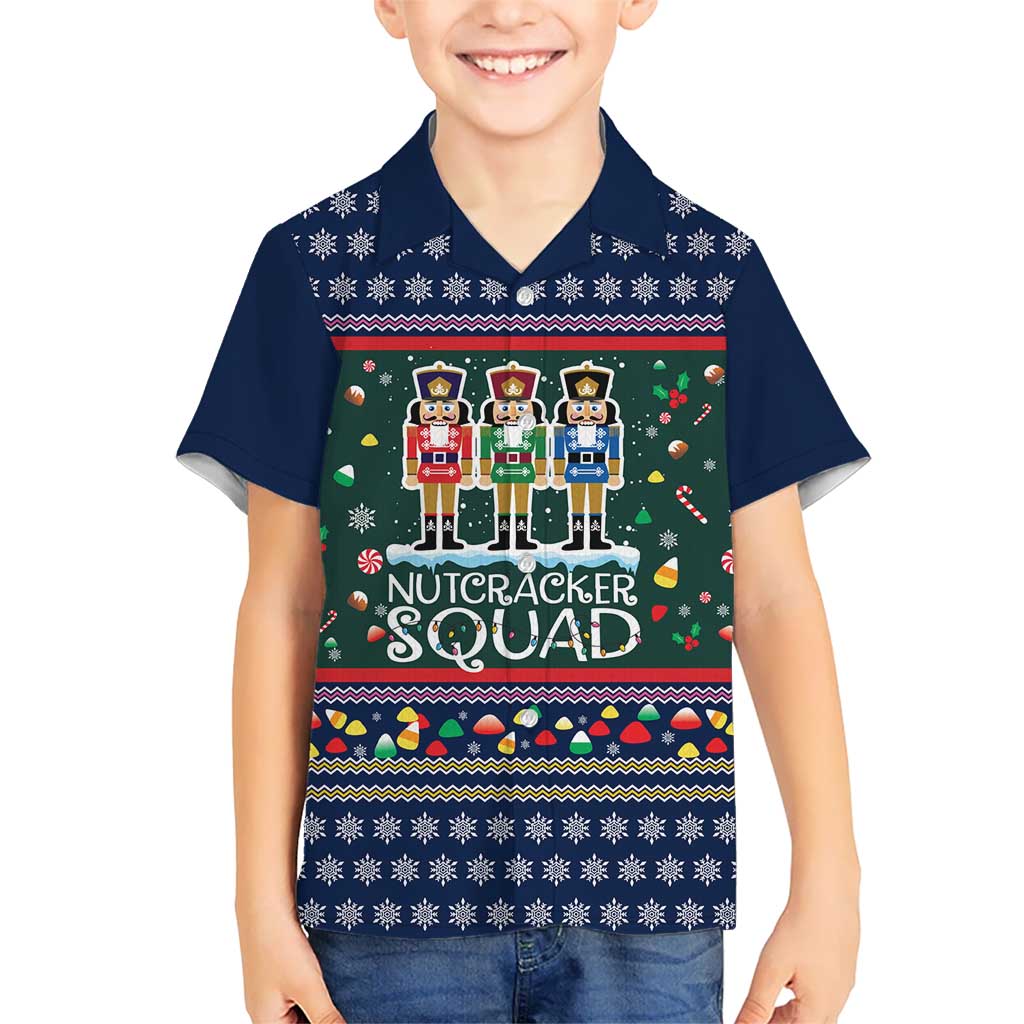 Nutcracker Squad Christmas Family Matching Summer Maxi Dress and Hawaiian Shirt with Candy Cane and Snowflake Holiday Design - Wonder Print Shop