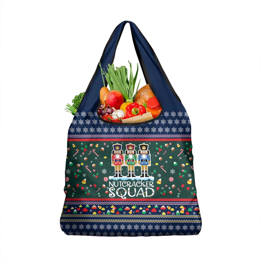 Nutcracker Squad Christmas Grocery Bag with Candy Cane and Snowflake Holiday Design - Wonder Print Shop
