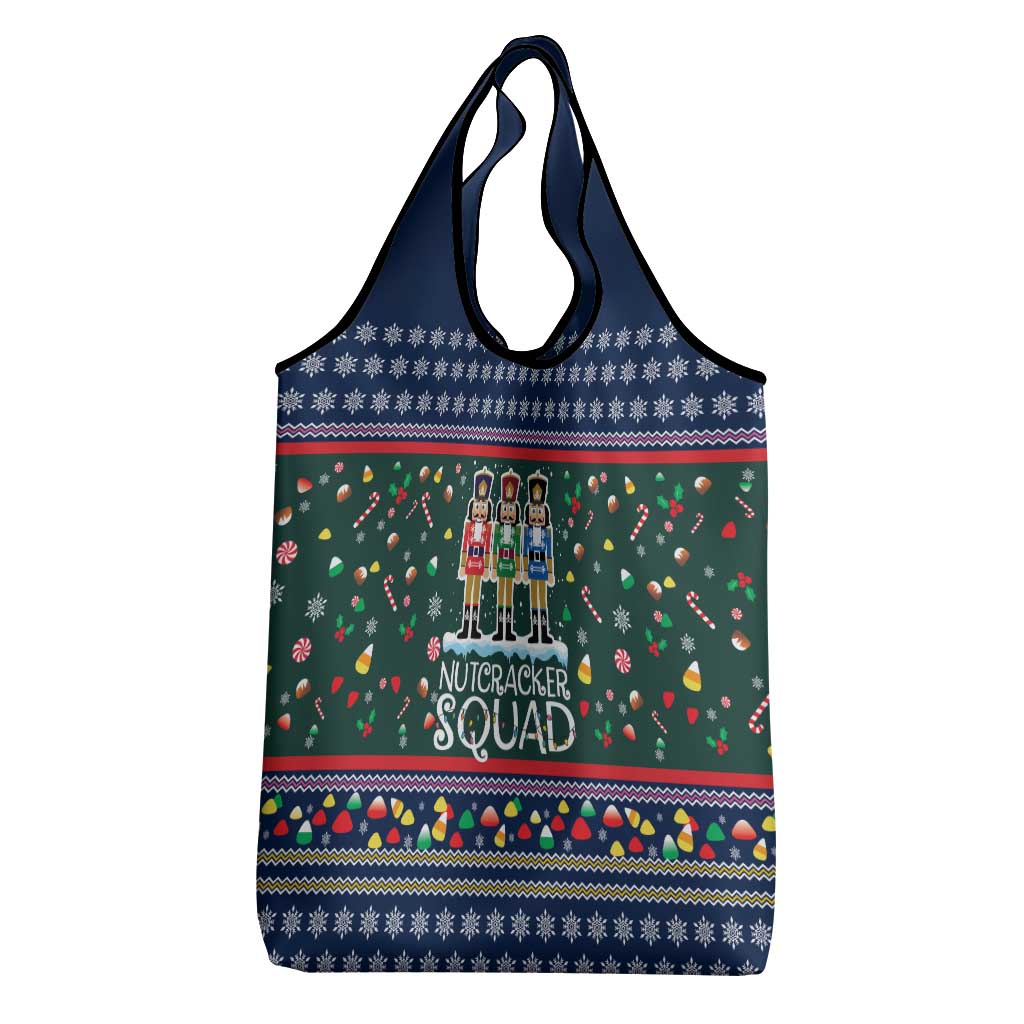 Nutcracker Squad Christmas Grocery Bag with Candy Cane and Snowflake Holiday Design - Wonder Print Shop