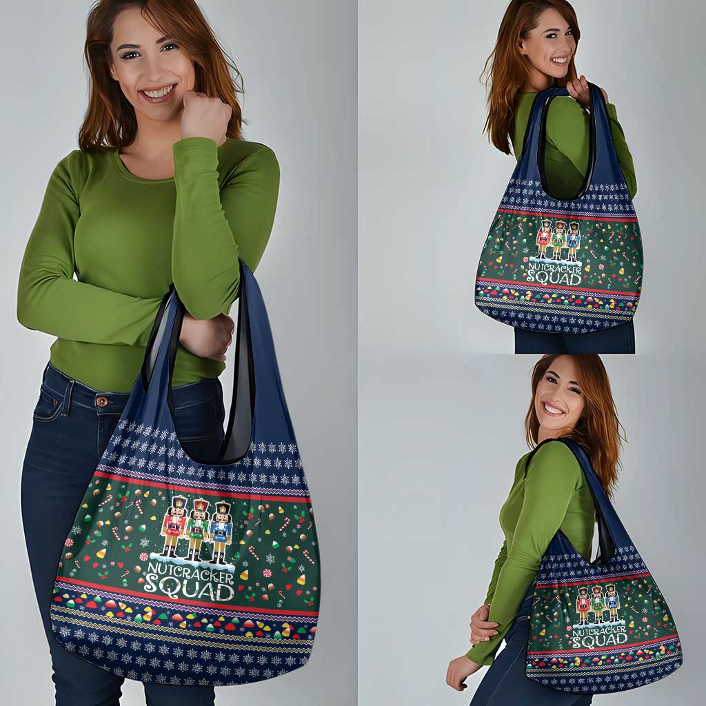 Nutcracker Squad Christmas Grocery Bag with Candy Cane and Snowflake Holiday Design - Wonder Print Shop