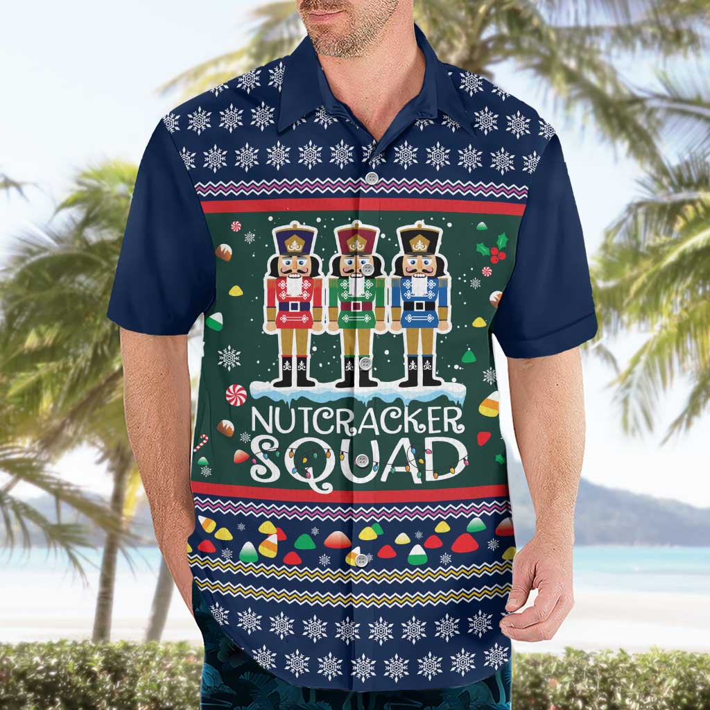 Nutcracker Squad Christmas Hawaiian Shirt with Candy Cane and Snowflake Holiday Design - Wonder Print Shop