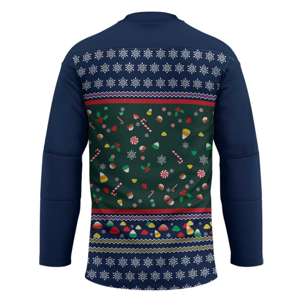 Nutcracker Squad Christmas Hockey Jersey with Candy Cane and Snowflake Holiday Design - Wonder Print Shop