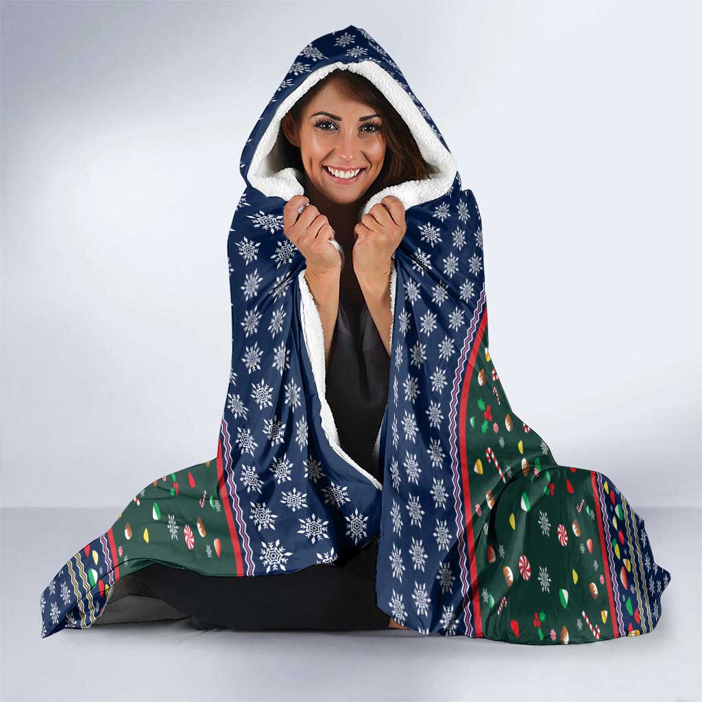 Nutcracker Squad Christmas Hooded Blanket with Candy Cane and Snowflake Holiday Design - Wonder Print Shop