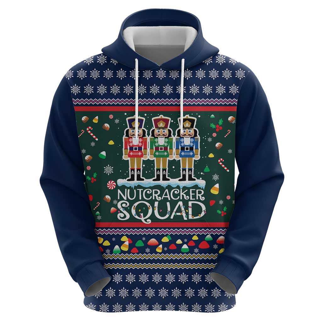 Nutcracker Squad Christmas Hoodie with Candy Cane and Snowflake Holiday Design - Wonder Print Shop
