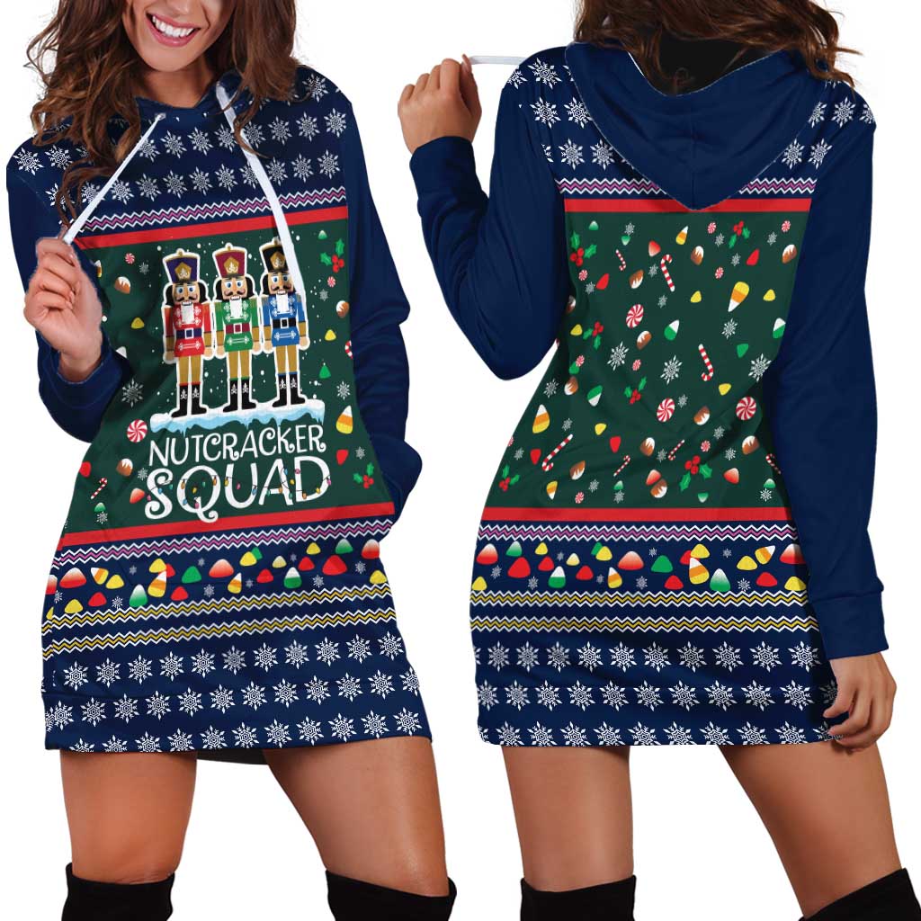 Nutcracker Squad Christmas Hoodie Dress with Candy Cane and Snowflake Holiday Design - Wonder Print Shop