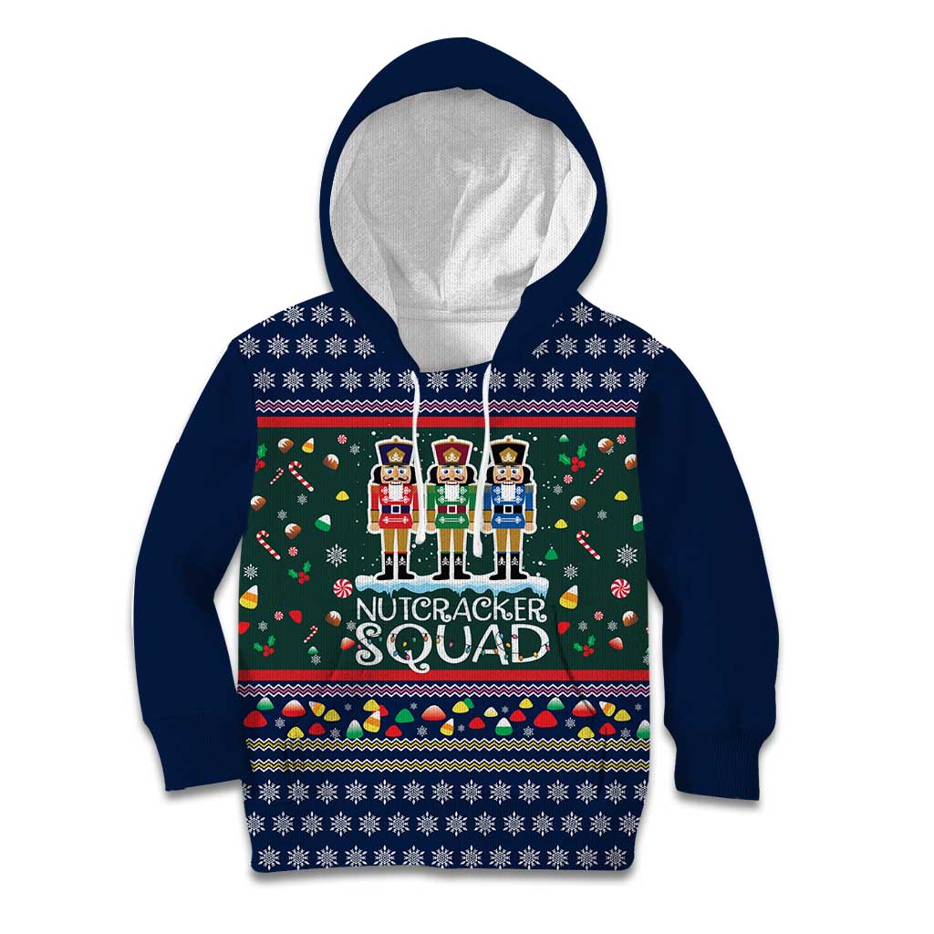 Nutcracker Squad Christmas Kid Hoodie with Candy Cane and Snowflake Holiday Design - Wonder Print Shop