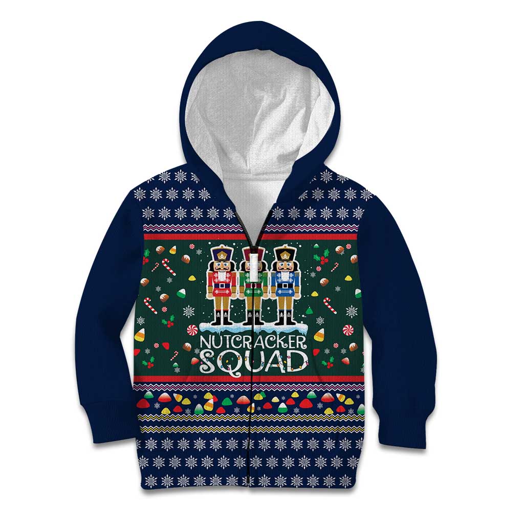 Nutcracker Squad Christmas Kid Hoodie with Candy Cane and Snowflake Holiday Design - Wonder Print Shop