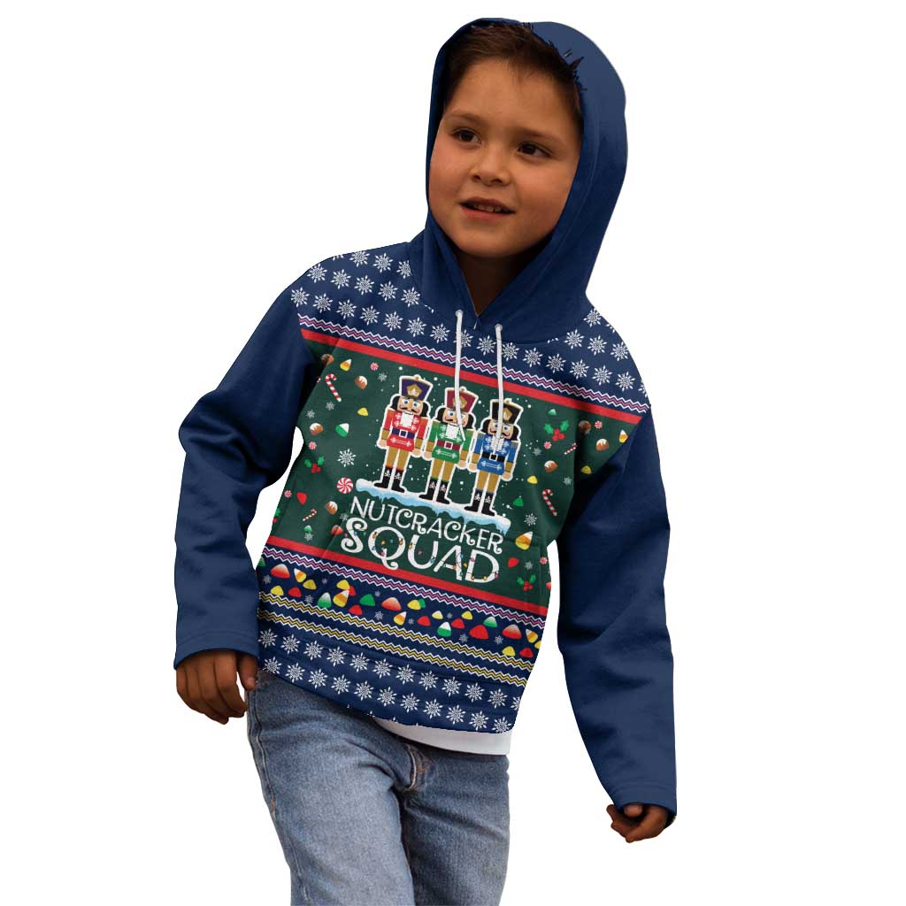 Nutcracker Squad Christmas Kid Hoodie with Candy Cane and Snowflake Holiday Design - Wonder Print Shop