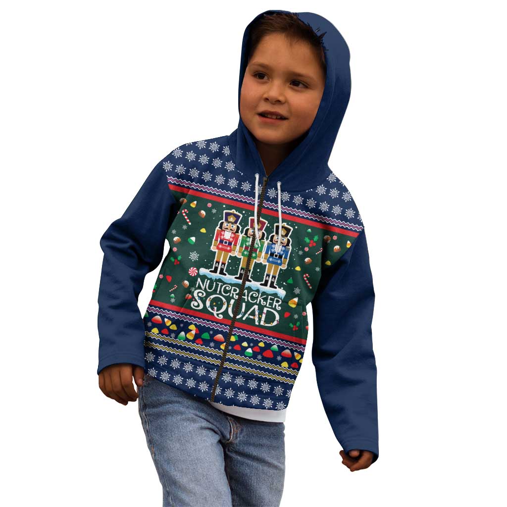 Nutcracker Squad Christmas Kid Hoodie with Candy Cane and Snowflake Holiday Design - Wonder Print Shop