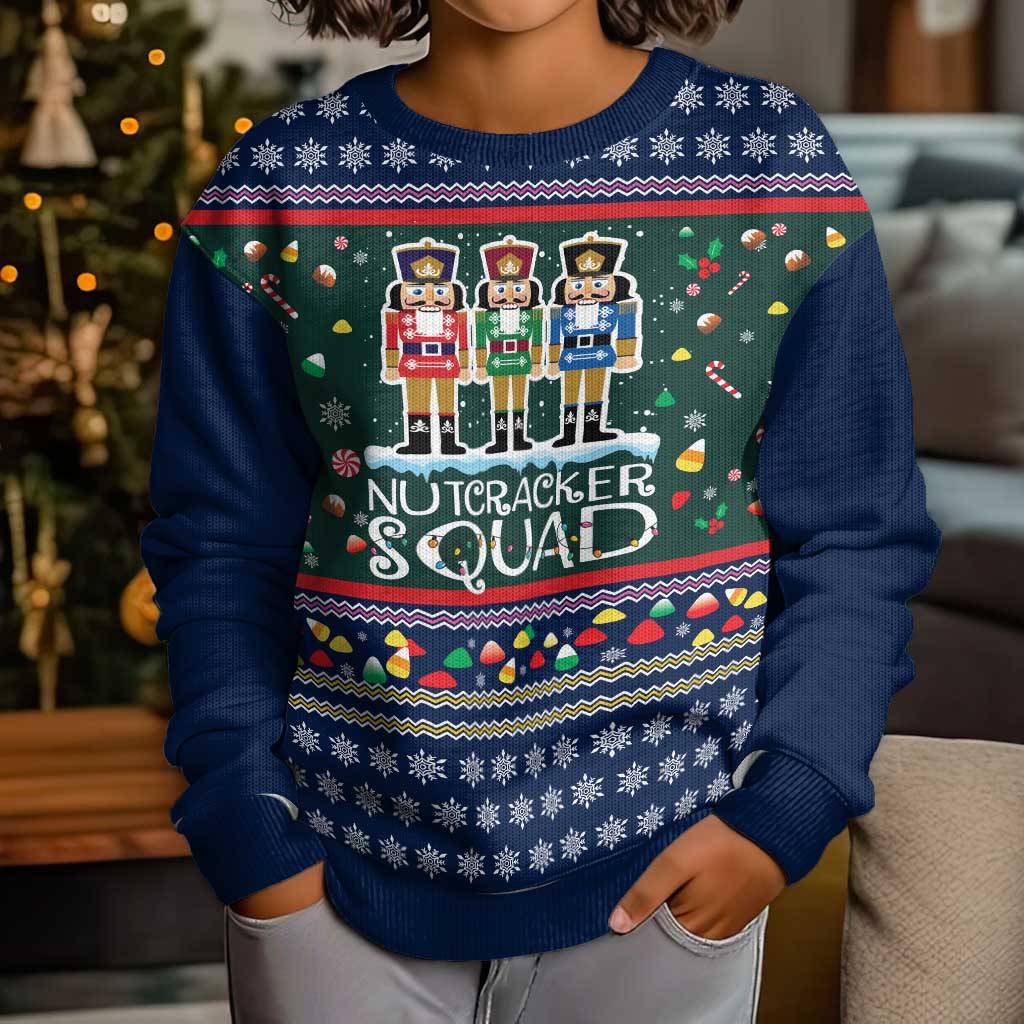 Nutcracker Squad Christmas Kid Ugly Christmas Sweater with Candy Cane and Snowflake Holiday Design - Wonder Print Shop
