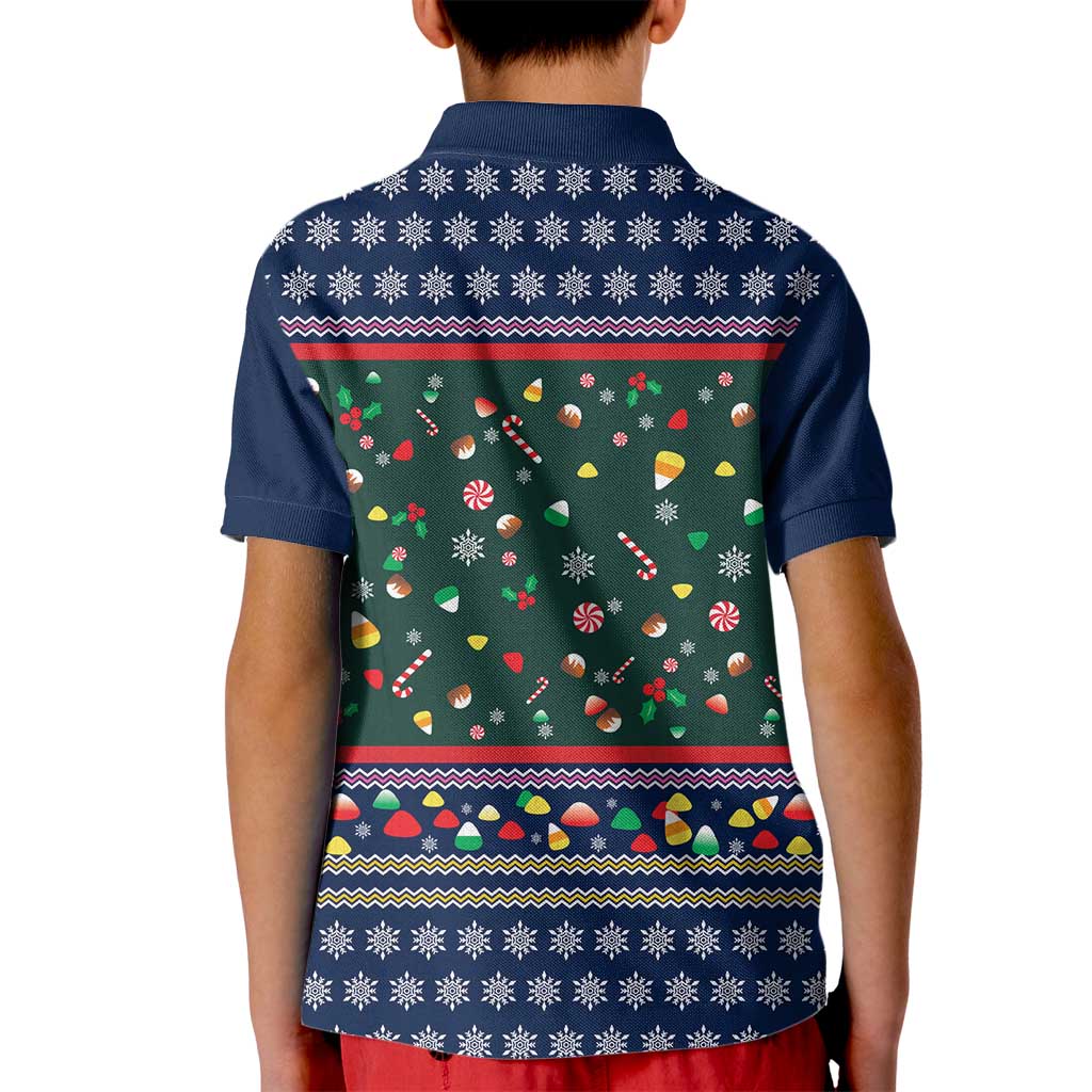 Nutcracker Squad Christmas Kid Polo Shirt with Candy Cane and Snowflake Holiday Design - Wonder Print Shop