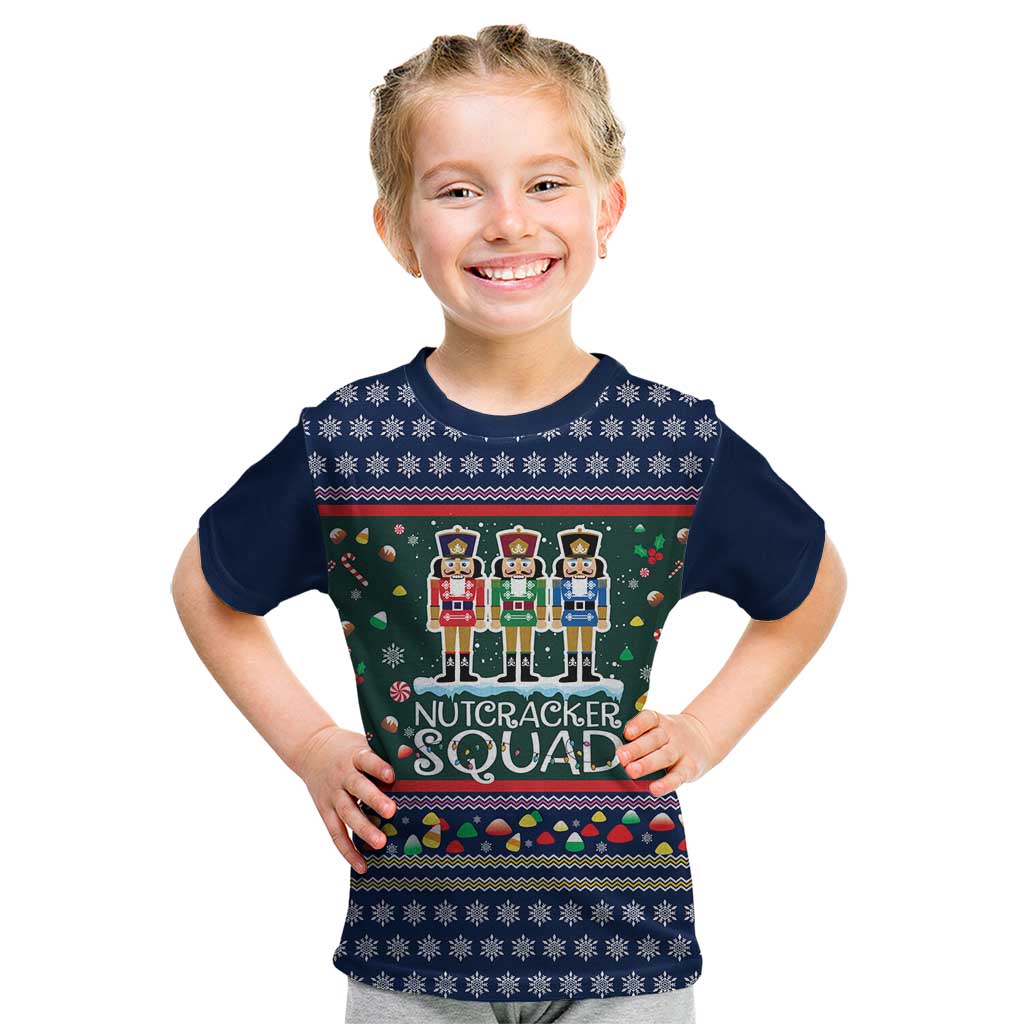 Nutcracker Squad Christmas Kid T Shirt with Candy Cane and Snowflake Holiday Design - Wonder Print Shop