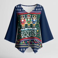 Nutcracker Squad Christmas Kimono Sleeve Blouse with Candy Cane and Snowflake Holiday Design - Wonder Print Shop