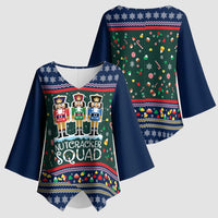 Nutcracker Squad Christmas Kimono Sleeve Blouse with Candy Cane and Snowflake Holiday Design - Wonder Print Shop