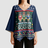 Nutcracker Squad Christmas Kimono Sleeve Blouse with Candy Cane and Snowflake Holiday Design - Wonder Print Shop