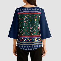 Nutcracker Squad Christmas Kimono Sleeve Blouse with Candy Cane and Snowflake Holiday Design - Wonder Print Shop