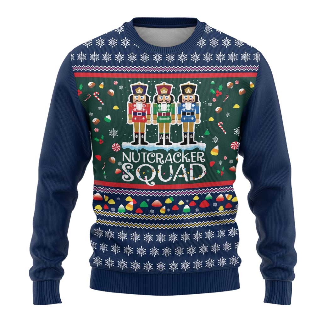 Nutcracker Squad Christmas Ugly Christmas Sweater with Candy Cane and Snowflake Holiday Design - Wonder Print Shop