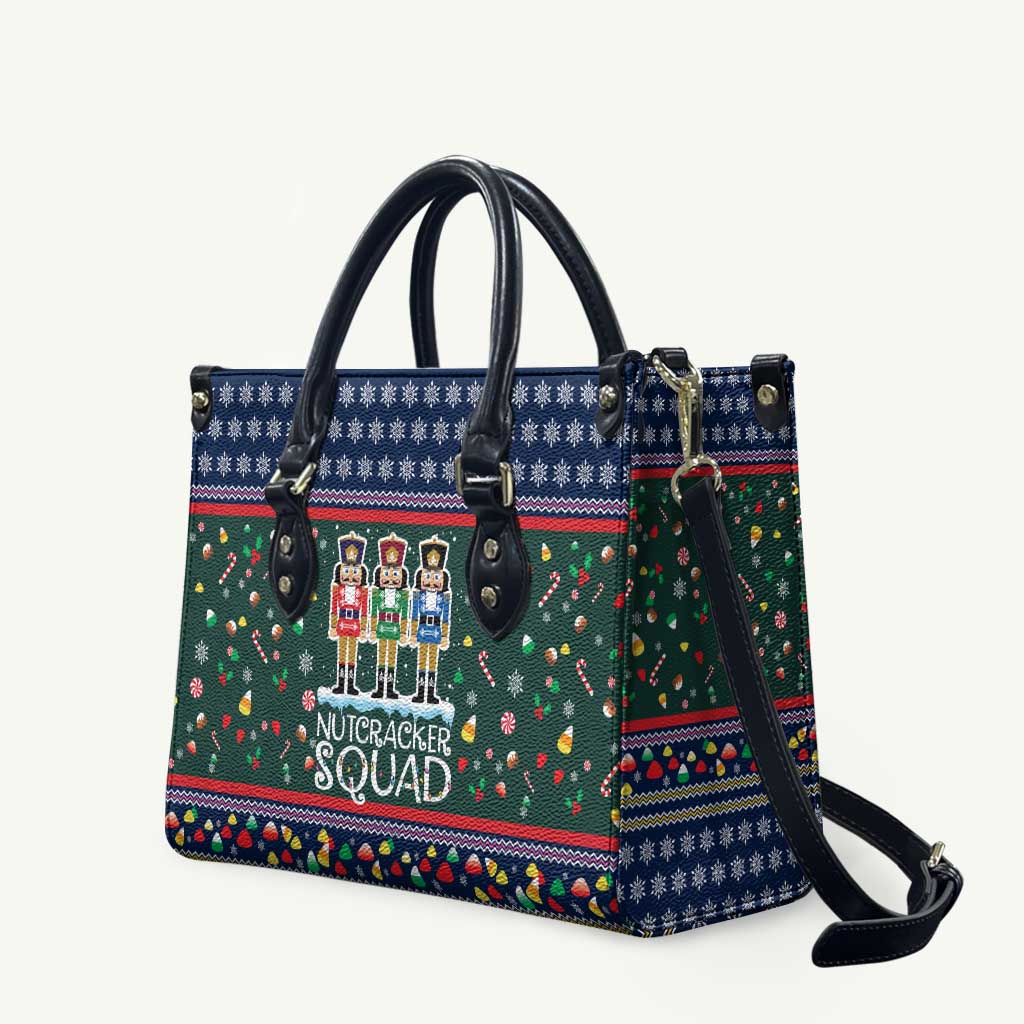 Nutcracker Squad Christmas Leather Bag with Candy Cane and Snowflake Holiday Design - Wonder Print Shop