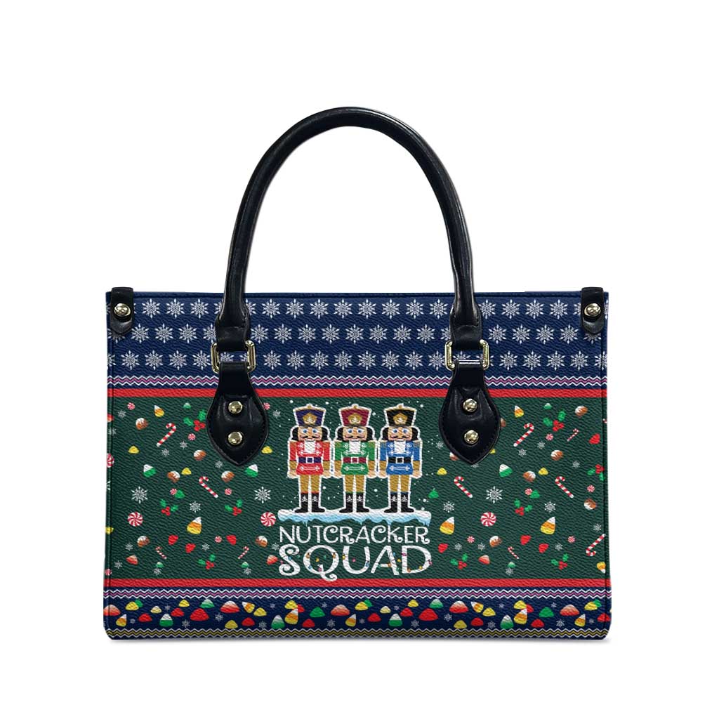 Nutcracker Squad Christmas Leather Bag with Candy Cane and Snowflake Holiday Design - Wonder Print Shop