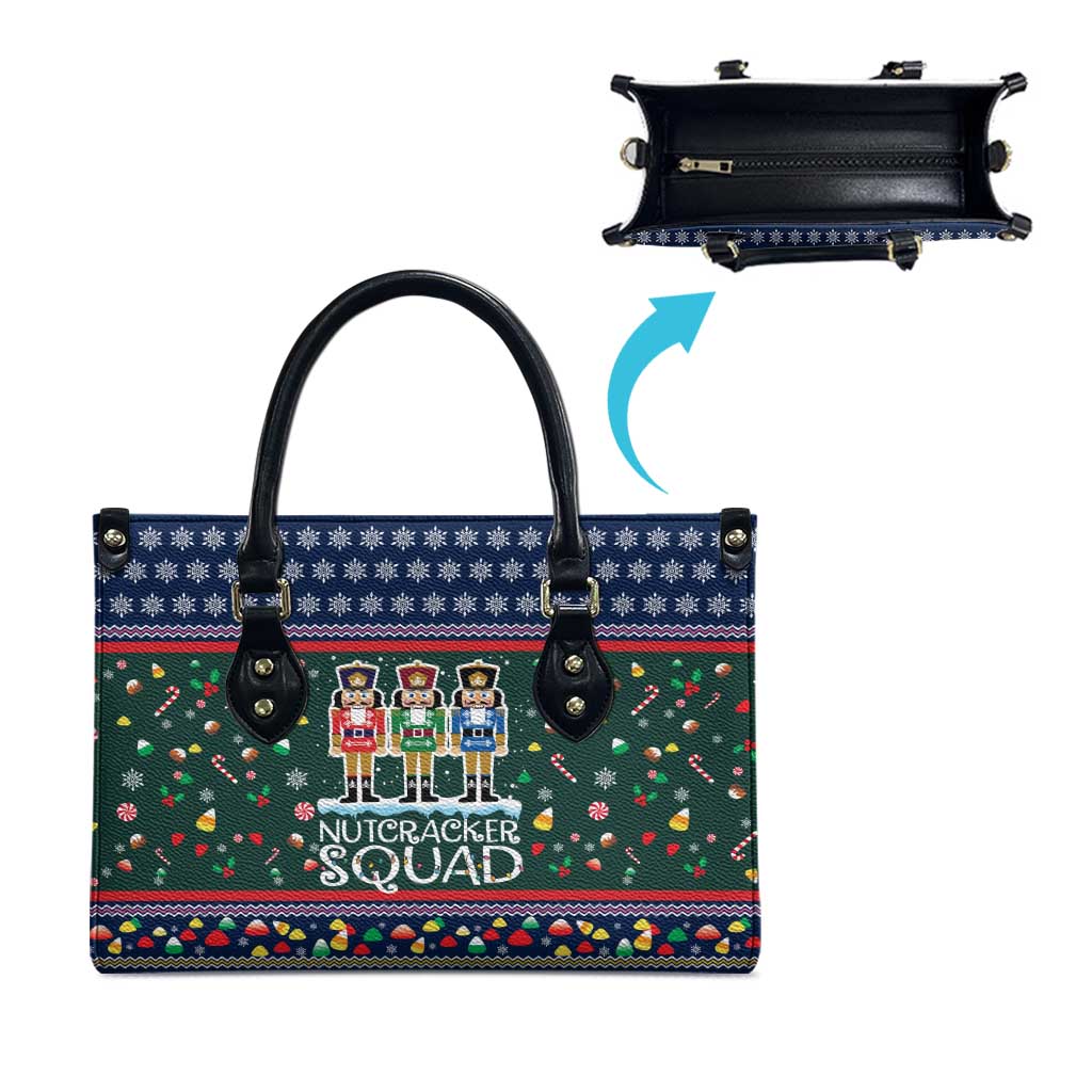 Nutcracker Squad Christmas Leather Bag with Candy Cane and Snowflake Holiday Design - Wonder Print Shop