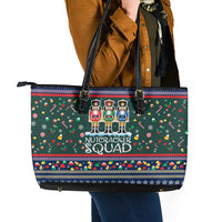 Nutcracker Squad Christmas Leather Tote Bag with Candy Cane and Snowflake Holiday Design - Wonder Print Shop