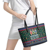 Nutcracker Squad Christmas Leather Tote Bag with Candy Cane and Snowflake Holiday Design - Wonder Print Shop