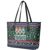 Nutcracker Squad Christmas Leather Tote Bag with Candy Cane and Snowflake Holiday Design - Wonder Print Shop