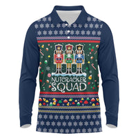 Nutcracker Squad Christmas Long Sleeve Polo Shirt with Candy Cane and Snowflake Holiday Design - Wonder Print Shop