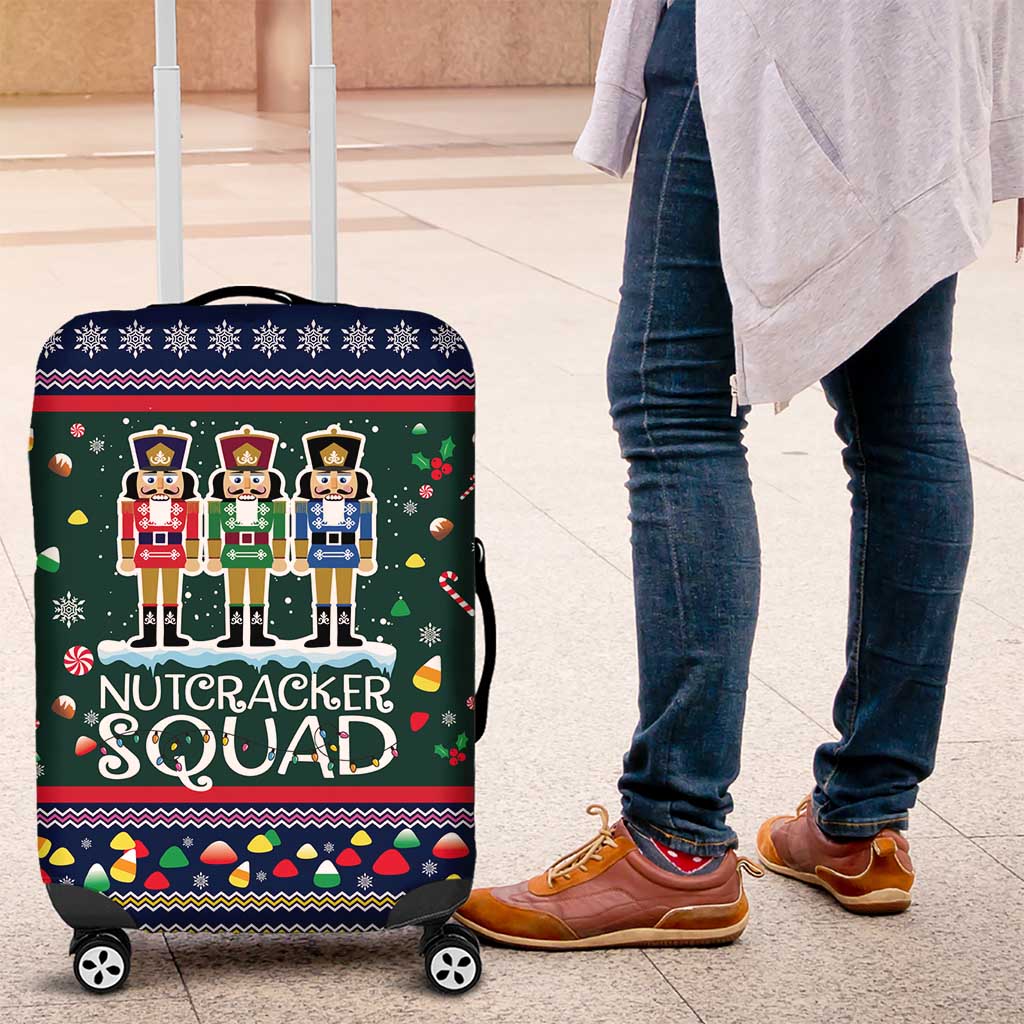 Nutcracker Squad Christmas Luggage Cover with Candy Cane and Snowflake Holiday Design - Wonder Print Shop