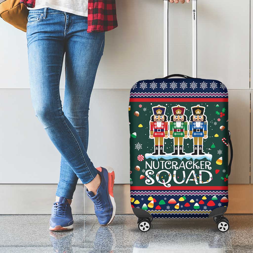 Nutcracker Squad Christmas Luggage Cover with Candy Cane and Snowflake Holiday Design - Wonder Print Shop