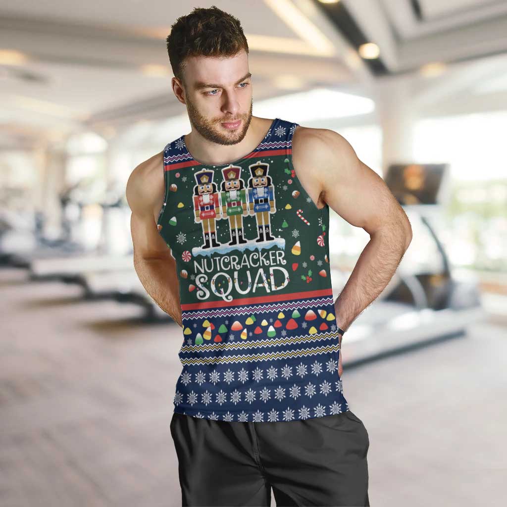 Nutcracker Squad Christmas Men Tank Top with Candy Cane and Snowflake Holiday Design - Wonder Print Shop